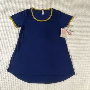 LuLaRoe Women’s Classic T /Size: XXS/ Color: Navy Blue-Yellow Band (NWT)